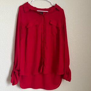 INVESTMENTS ll Red Button Up Blouse